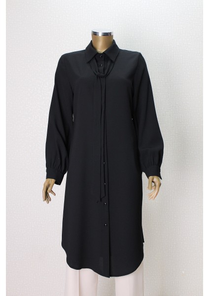 7004 Yakası Fularlı Önü Düğmeli Fular Yaka Tunik Qys Tunik 7004 ##23-03# fiyatları