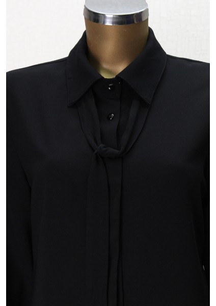 7004 Yakası Fularlı Önü Düğmeli Fular Yaka Tunik Qys Tunik 7004 ##23-03# modelleri