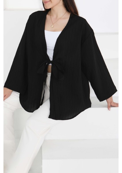 Bağlamalı Kimono Siyah - 27388 fiyatları