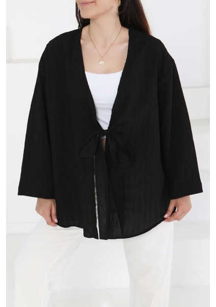 Bağlamalı Kimono Siyah - 27388 modelleri
