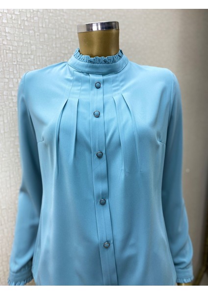 Qys 1021 Önü Düğmeli Pileli Gömlek #22-05# modelleri