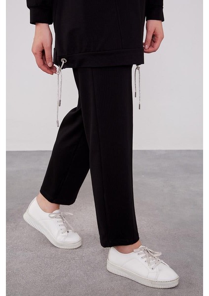 140254 Göğüs Kısmı Cep Detaylı Omuz Taş Detaylı Etek Ucu Ip Detay 2'li Spor Takım Qks modelleri