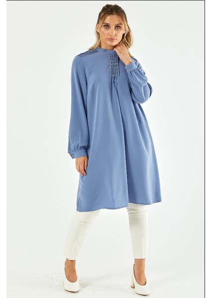 91022 Göğüsü Taş Detaylı Yuvarlak Yaka Tunik Qks Tunik #22-12# fiyatları