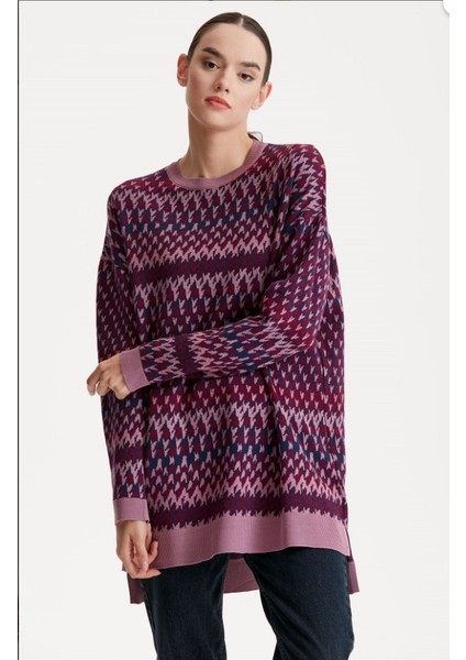 21242 Etnik Desenli Jakarlı Triko Tunik Qks Tunik 2142 #23-10# fiyatları