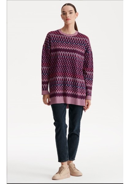 21242 Etnik Desenli Jakarlı Triko Tunik Qks Tunik 2142 #23-10# modelleri