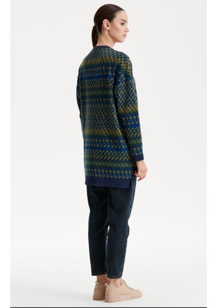 21242 Etnik Desenli Jakarlı Triko Tunik Qks Tunik 2142 #23-10#