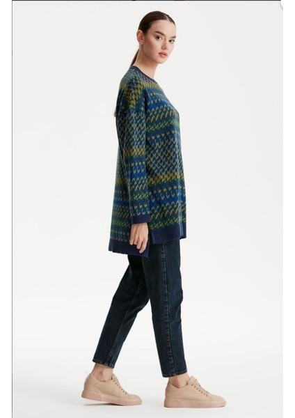 21242 Etnik Desenli Jakarlı Triko Tunik Qks Tunik 2142 #23-10# fiyatları