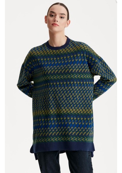 21242 Etnik Desenli Jakarlı Triko Tunik Qks Tunik 2142 #23-10# modelleri