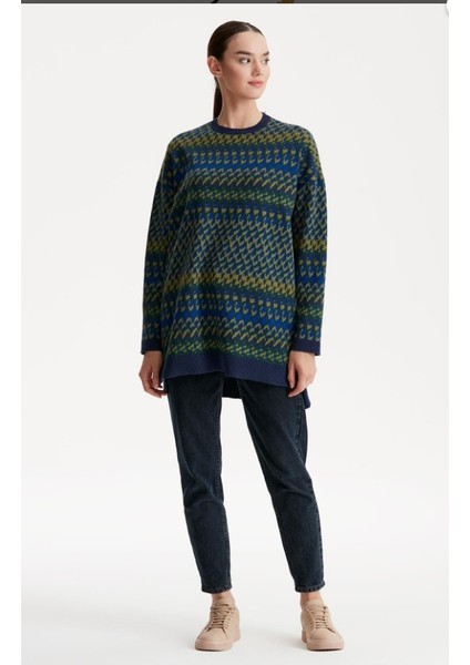 21242 Etnik Desenli Jakarlı Triko Tunik Qks Tunik 2142 #23-10# fırsatları