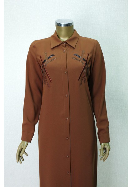 1547 Önden Düğmeli Göğsü Taş Işlemeli Uzun Tunik Qys Tunik #24-03# modelleri