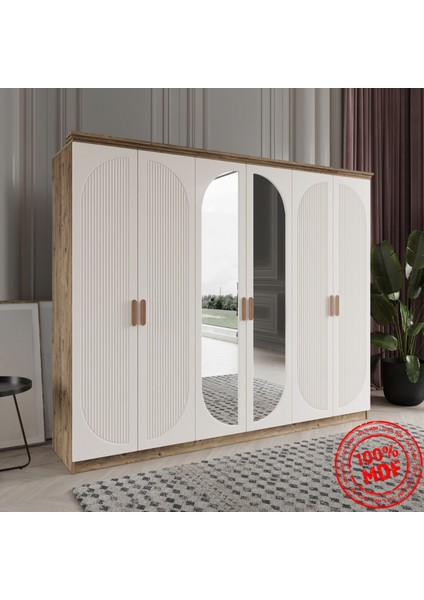 Soho 6 Kapaklı Bazalı Gardırop Tamamı Mdf