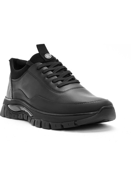 Erkek Siyah Bağcıklı Deri Sneaker 25WFD650614