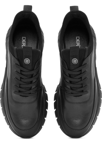 Erkek Siyah Bağcıklı Deri Sneaker 25WFD650614