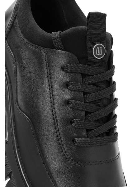 Erkek Siyah Bağcıklı Deri Sneaker 25WFD650614