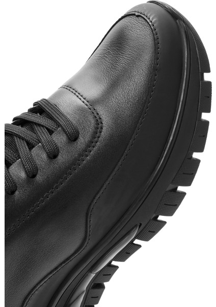 Erkek Siyah Bağcıklı Deri Sneaker 25WFD650614