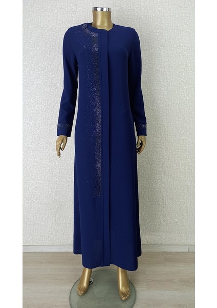 4062ÖNÜ ve Kol Ucu Taşlı Sıfır Yaka Serpme Taşlı Özel Gün Sıfır Yaka Tam Boy Ferace Qys 4062 #23-01# fırsatları