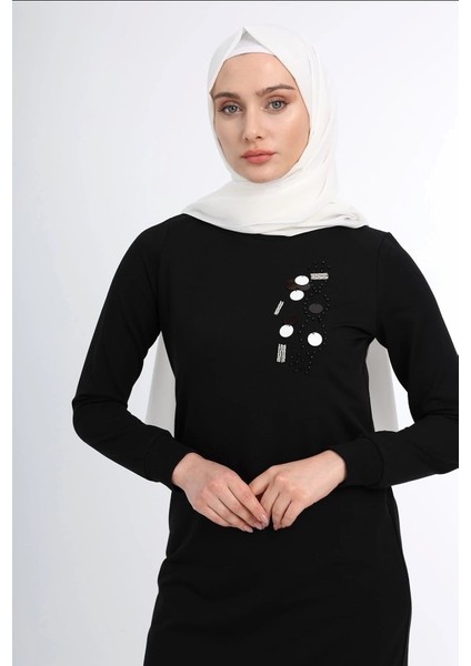 1502 Göğüsü Boncuk ve Pul Detaylı Iki Iplik Uzun Sweat Qys Iki Iplik Sweat 1503 #23-05# indirimleri