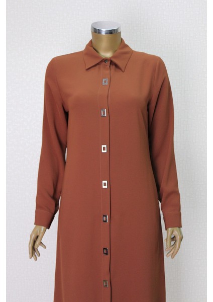 1518 Önden Kare Düğme Detaylı Çıt Çıt Düğmeli Uzun Tunik Qys Uzun Tunik 1518 #24-04# fiyatları