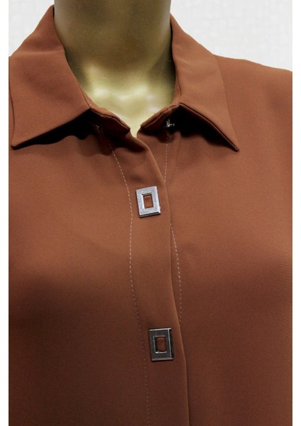 1518 Önden Kare Düğme Detaylı Çıt Çıt Düğmeli Uzun Tunik Qys Uzun Tunik 1518 #24-04# modelleri