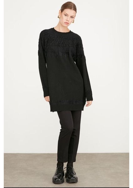 21470 Sıfır Yaka Robası Desenli Tunik Qks Tunik 21470 #23-123 modelleri