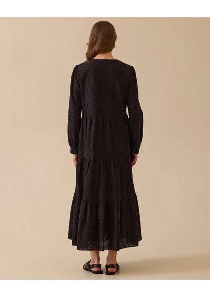 1027 Güpürlü Sıfır Yaka Içi Astarlı Keten Elbise 10002511311027 #06-25# fiyatları