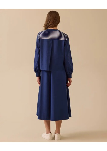 1013 Çizgili Arkası Pileli Bluz Elbise 10002511311013 #06-25# fiyatları