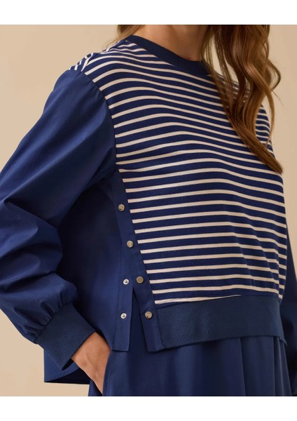 1013 Çizgili Arkası Pileli Bluz Elbise 10002511311013 #06-25# modelleri