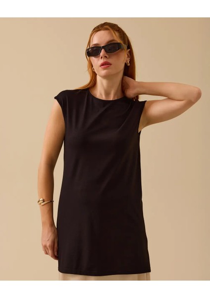 1001 Sıfır Yaka Sıfır Kol Kolsuz T-Shirt #03-25#