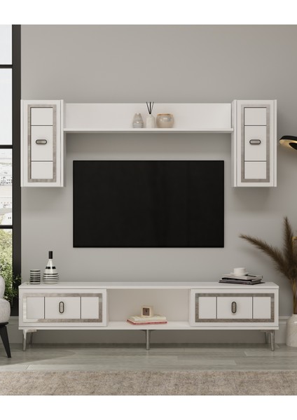 Orionct Tv Ünitesi Takımı Beyaz-Gümüş