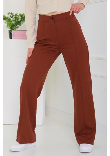 Şerit Detaylı Spor Pantolon Kahve - 27084