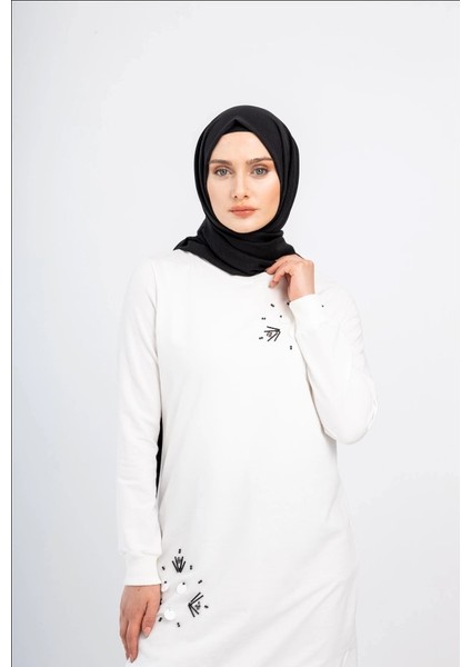 1503 Göğüs ve Bel Taş Işlemeli ve Boncuk Detaylı 2 Iplik Sweat Qys Sweat 1503 #23-05# modelleri