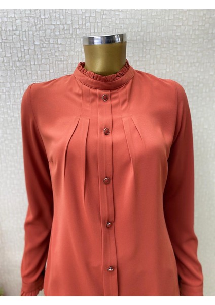 Qys 1021 Önü Düğmeli Pileli Gömlek #22-05# modelleri