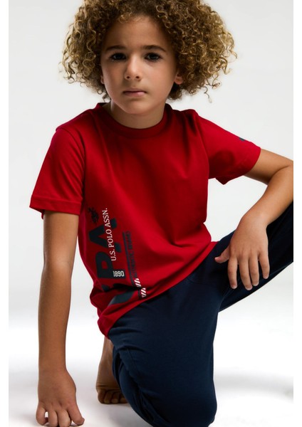 Erkek Çocuk Yazılı Kırmızı Kısa Kol Paça Lastikli Pijama Takım fiyatları