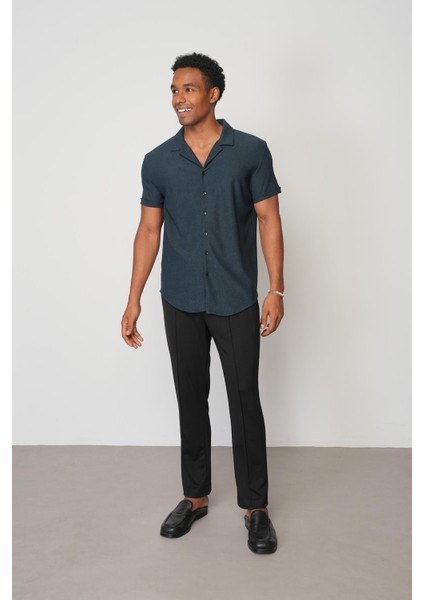 Navy Blue Regular Fit Gömlek Yaka Erkek Gömlek E1005 indirimleri