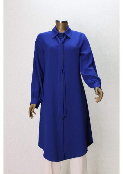 7004 Yakası Fularlı Önü Düğmeli Fular Yaka Tunik Qys Tunik 7004 ##23-03# fiyatları