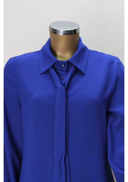 7004 Yakası Fularlı Önü Düğmeli Fular Yaka Tunik Qys Tunik 7004 ##23-03# modelleri