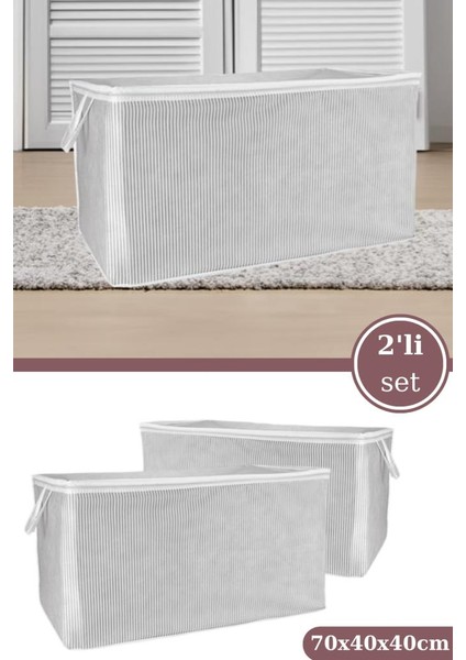 2’li Maksi Yastık Hurcu Seti, Yastık Yorgan Kıyafet Çamaşır Düzenleyici (70X40X40CM) 2 Adet