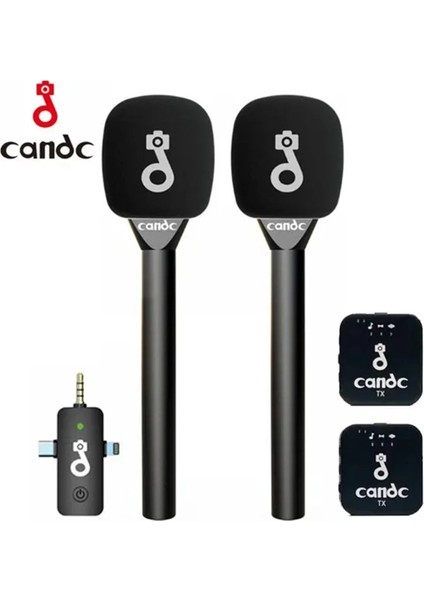 Çift Mikrofonlu Profosyonel Kablosuz Yüksek Ses Kaydı Röportaj Mikrofonu