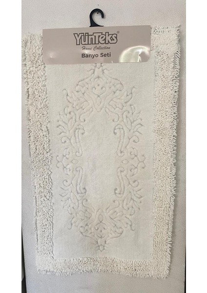 Pamuk Makarna Tufting 2'li Klozet Takımı , Banyo Seti , Banyo Paspas Seti , Su Emici , Damask