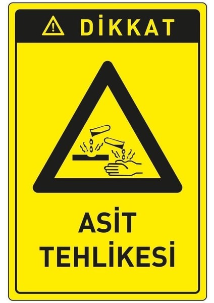 Dikkat Asit Tehlikesi Levhası