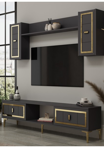 Orionct Tv Ünitesi Takımı Antrasit-Altın fiyatları