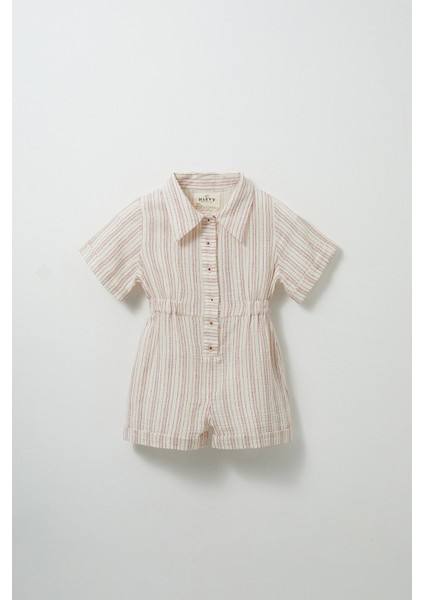 Rubby Çizgili Müslin Tulum