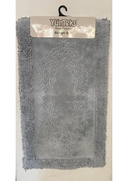 Pamuk Makarna Tufting 2'li Klozet Takımı , Banyo Seti , Banyo Paspas Seti , Su Emici , Damask