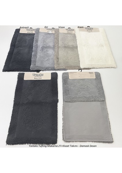 Pamuk Makarna Tufting 2'li Klozet Takımı , Banyo Seti , Banyo Paspas Seti , Su Emici , Damask modelleri