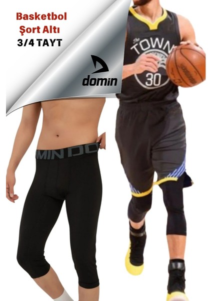 Basketbol Siyah Tayt 3/4 Tayt Antrenman Taytı Sporcu Taytı