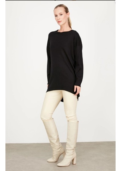 21494 Arkası Yırtmaçlı Detaylı Triko Tunik Qks Tunik #23-113 fiyatları