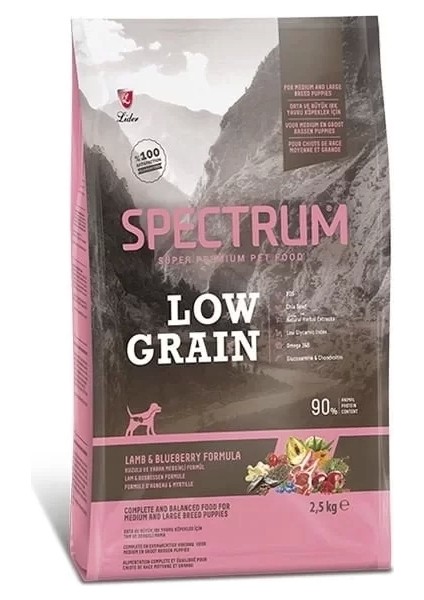 Spectrum Düşük Tahıllı Kuzulu ve Yaban Mersinli Orta ve Büyük Irk Yavru Köpek Maması 2.5 kg