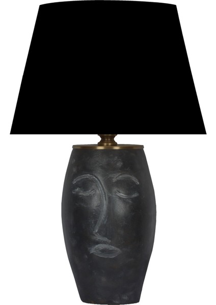 Diaz Siyah Seramik Abajur-Siyah Başlıklı