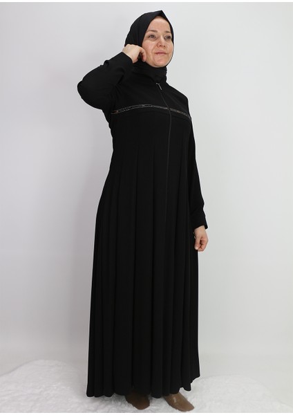 9202 Önü Fermuarlı ve Taş Işlemeli Mevlana Modal Hakim Yaka Ferace Qys Ferace 9202 #23-02# fiyatları