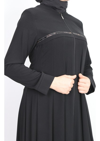 9202 Önü Fermuarlı ve Taş Işlemeli Mevlana Modal Hakim Yaka Ferace Qys Ferace 9202 #23-02# fırsatları